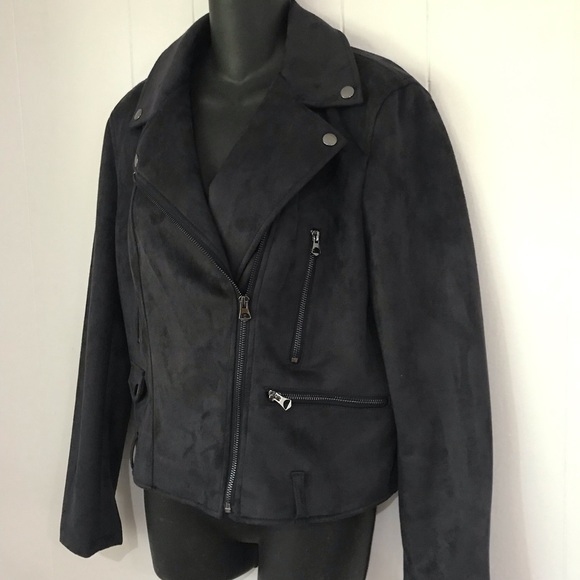 FRENCH CONNECTION | Faux Suede Grey Moto Jacket - Picture 4 of 8
